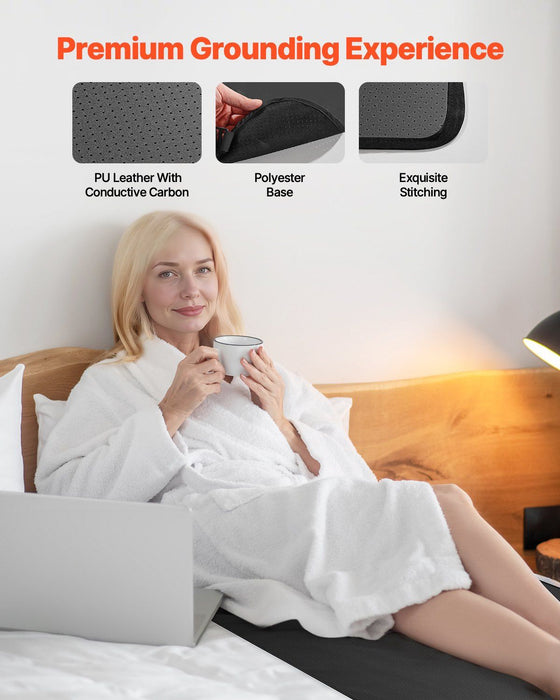 Grounding Mat, 680 x 990 mm Anti-Slip PU Leather Earthing Mat, with 15 Feet Grounding Cord, Grounding Pad for Sleep, Boost Energy, Improve Sleep, Reduce Anxiety at Home Office or Work