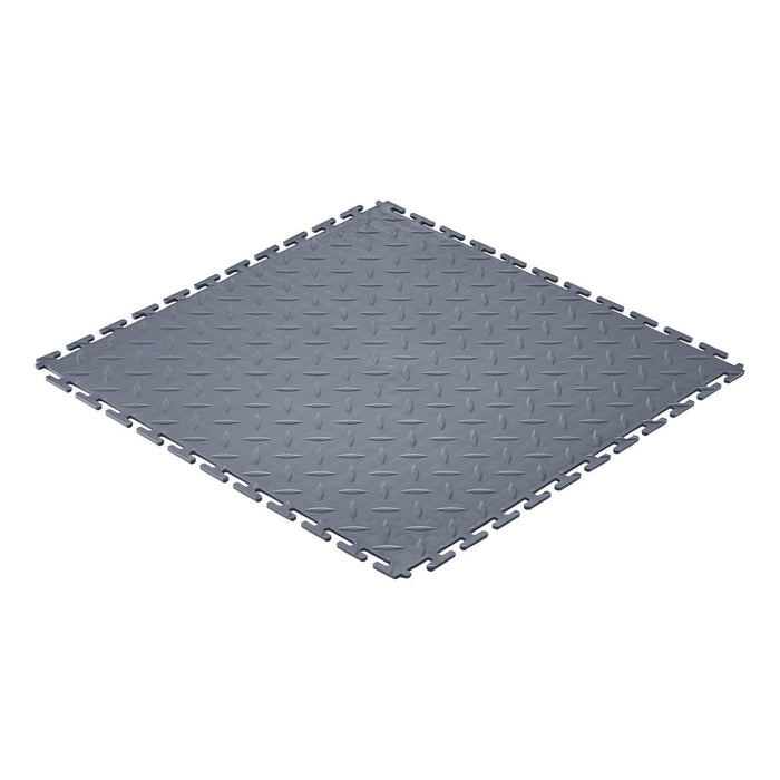 Garage Floor Tiles Interlocking, 16 Pack 513 x 513 x 5 mm Interlocking Modular Garage Flooring Tiles, Diamond Plate Slip-Resistant PVC Mats for Workshop,Warehouse,Tool Room, Graphite Gray