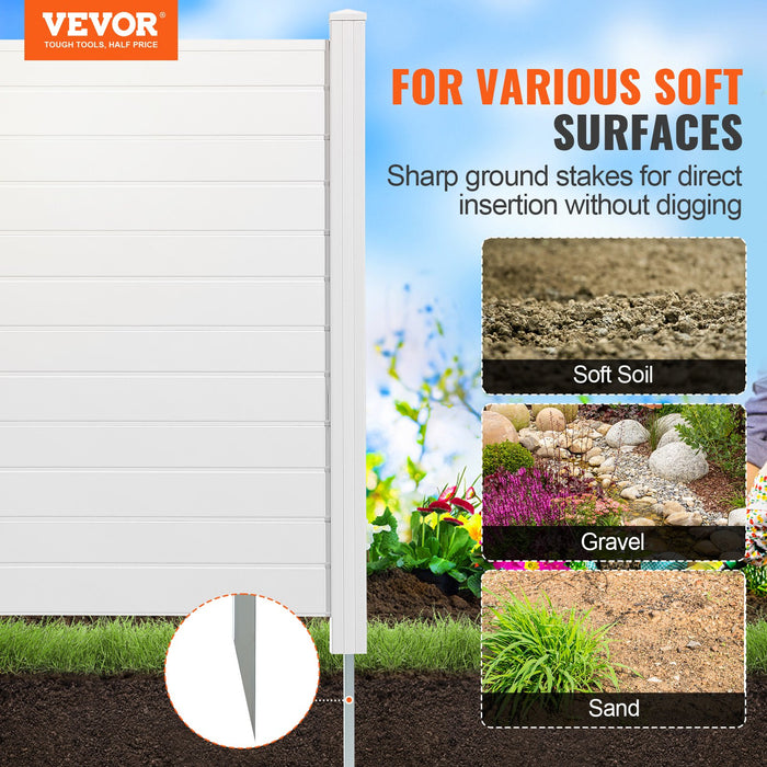 VEVOR Outdoor Privacy Screens, 50" W x 50" H Air Conditioner Fence, Pool Equipment Enclosure, Horizontal Vinyl Privacy Fence, Perfect to Enclose Trash Can and A/C Units (4-Panel)