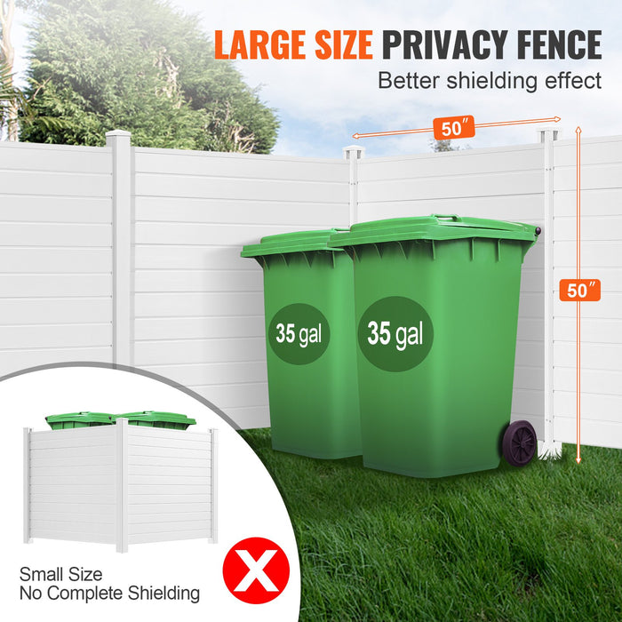 VEVOR Outdoor Privacy Screens, 50" W x 50" H Air Conditioner Fence, Pool Equipment Enclosure, Horizontal Vinyl Privacy Fence, Perfect to Enclose Trash Can and A/C Units (4-Panel)