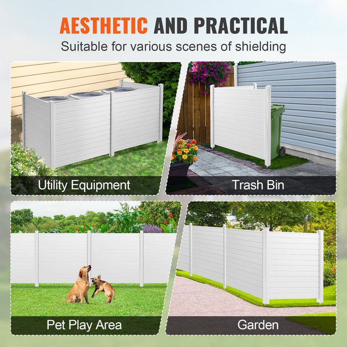 VEVOR Outdoor Privacy Screens, 50" W x 50" H Air Conditioner Fence, Pool Equipment Enclosure, Horizontal Vinyl Privacy Fence, Perfect to Enclose Trash Can and A/C Units (4-Panel)