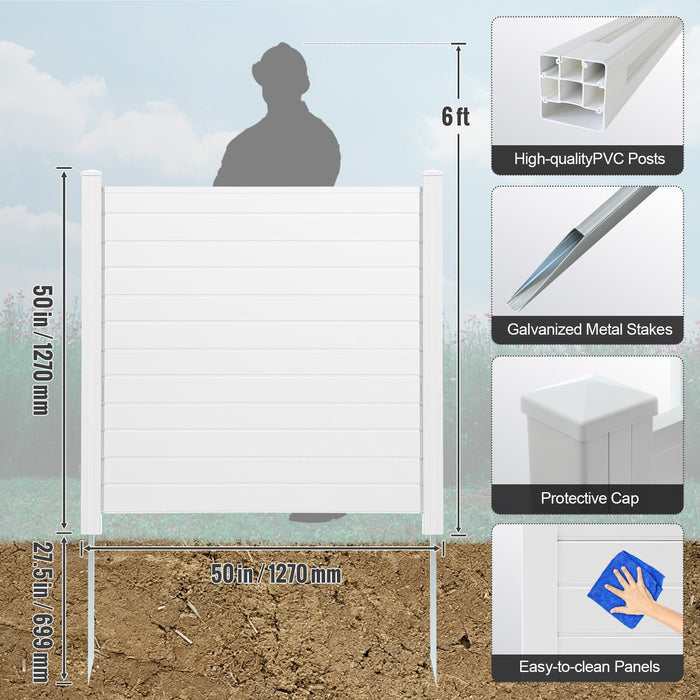 VEVOR Outdoor Privacy Screens, 50" W x 50" H Air Conditioner Fence, Pool Equipment Enclosure, Horizontal Vinyl Privacy Fence, Perfect to Enclose Trash Can and A/C Units (4-Panel)