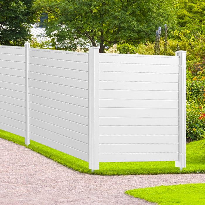 VEVOR Outdoor Privacy Screens, 50" W x 50" H Air Conditioner Fence, Pool Equipment Enclosure, Horizontal Vinyl Privacy Fence, Perfect to Enclose Trash Can and A/C Units (4-Panel)