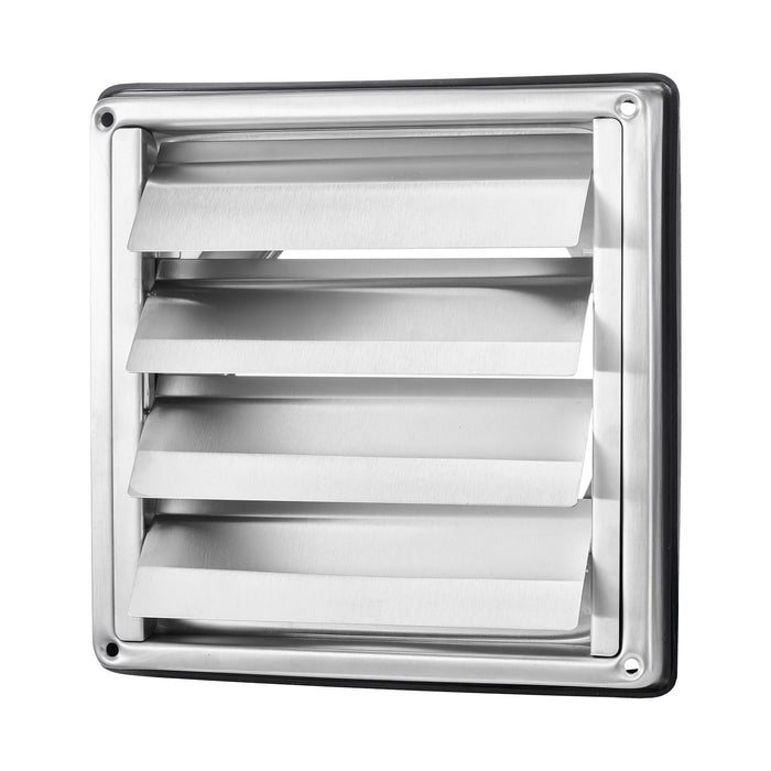 145mm Wall Vent Cover, Louvered Square AC Vent Gable Cover, Premium Stainless Steel & with Noise Reducing Rubber Gasket, for House,Bathroom,Garage,Kitchen,Basement (1 Pack, Silver)