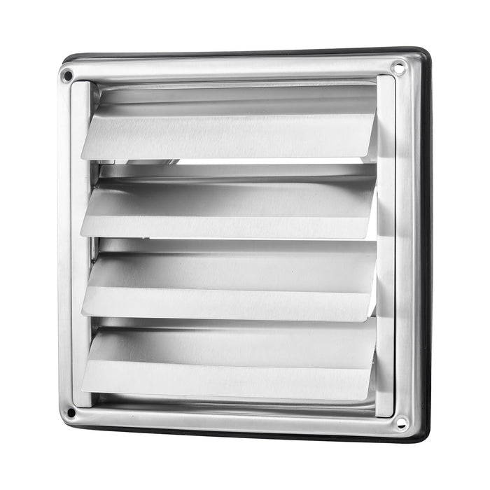 VEVOR 97mm Wall Vent Cover, Louvered Square AC Vent Gable Cover, Premium Stainless Steel & with Noise Reducing Rubber Gasket, for House,Bathroom,Garage,Kitchen,Basement (1 Pack, Silver)