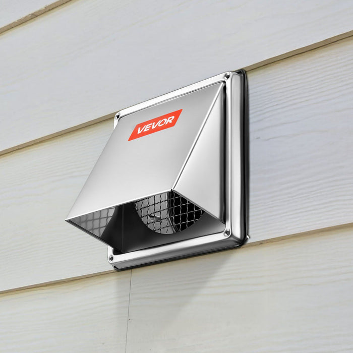 145 mm External Extractor Wall Vent Cover, Square AC Vent Gable Cover, Premium Stainless Steel & with Built-in a Protection Screen, for House,Bathroom,Garage,Kitchen,Basement (1 Pack, Silver)