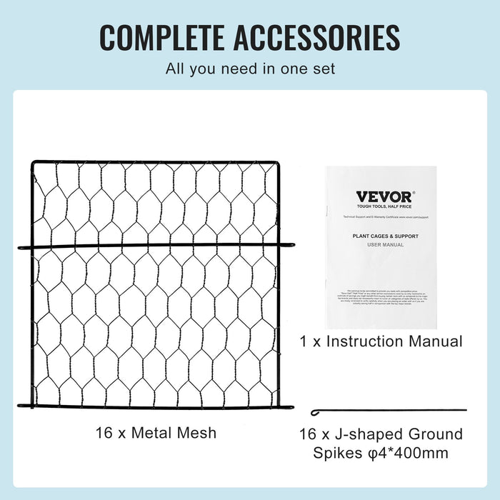 VEVOR 4 Pack Plant Protector from Animals, 13.4'' x 13.4'' Chicken Wire Plant Protector, Plant Cages for Outdoor Plants, Flowers & Vegetables, Keeps Bunny Chicken Squirrels Out, 16pcs Metal Mesh