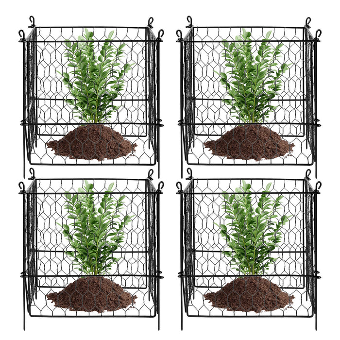 VEVOR 4 Pack Plant Protector from Animals, 13.4'' x 13.4'' Chicken Wire Plant Protector, Plant Cages for Outdoor Plants, Flowers & Vegetables, Keeps Bunny Chicken Squirrels Out, 16pcs Metal Mesh