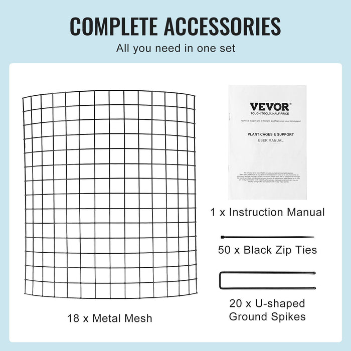6 Pack Plant Protector from Animals, 320mm Dia. x 355mm H Chicken Wire Plant Protector, Plant Cages for Outdoor Plants, Flowers & Vegetables, Keeps Bunny Chicken Squirrels Out, 18pcs Metal Mesh
