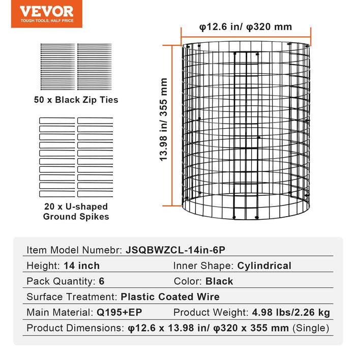 6 Pack Plant Protector from Animals, 320mm Dia. x 355mm H Chicken Wire Plant Protector, Plant Cages for Outdoor Plants, Flowers & Vegetables, Keeps Bunny Chicken Squirrels Out, 18pcs Metal Mesh