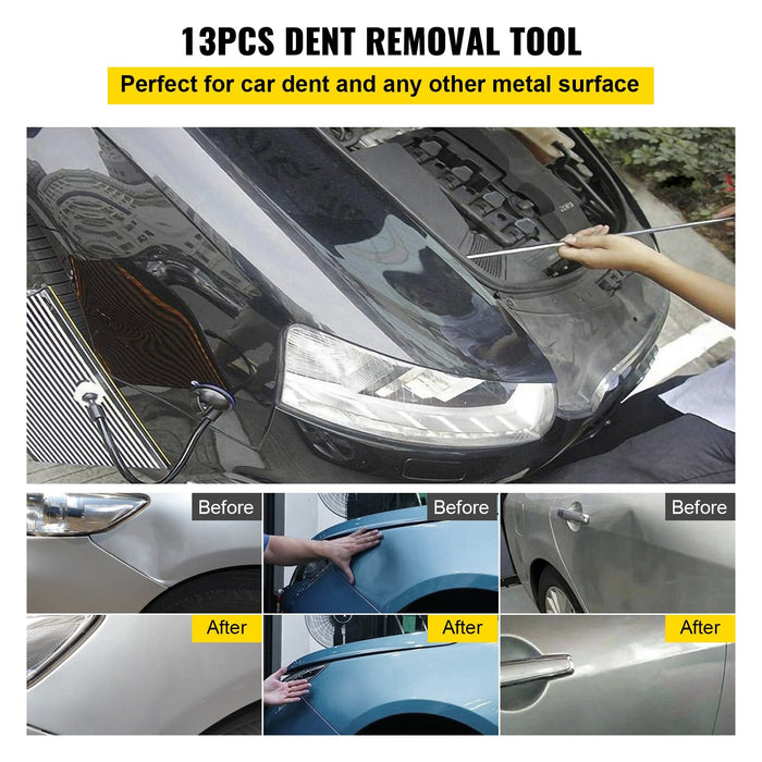 VEVOR Rods Dent Puller Stainless Steel Paintless Repair Kits Hail Removal 13 PCS