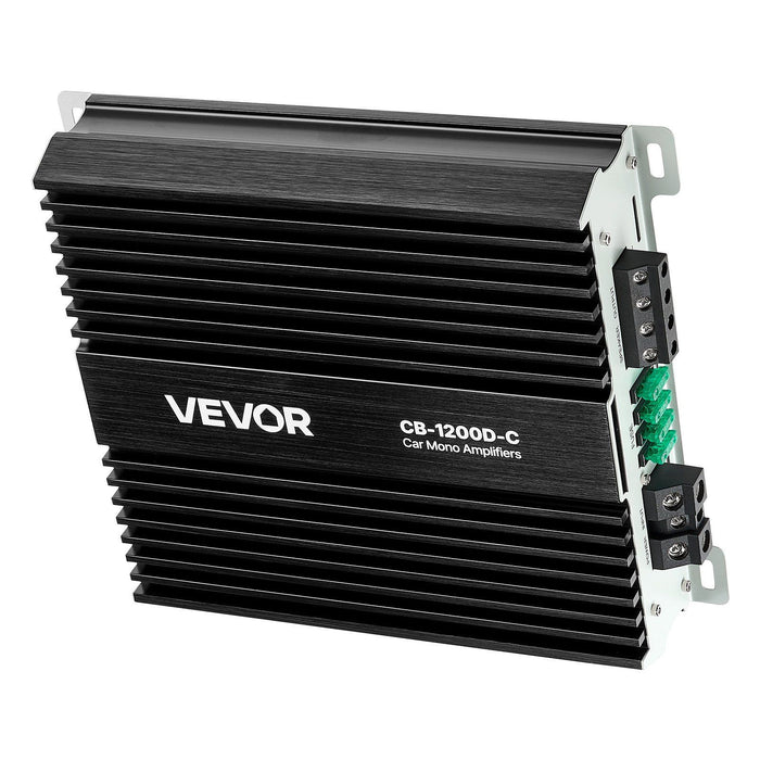 Monoblock Car Amplifier, 1200W RMS MAX, 1/2/4 Ohm Stable, 1-Channel Class D Car Audio Amplifier with Remote Subwoofer Level Control, Low Pass Filter, Bass Boost & Phase Shift, Volume Controller