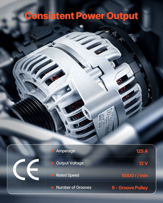 Car Alternator 11185, Fit for Chevrolet Impala LS, LT 3.5L 2006-2011, Impala LTZ 3.9L 2009-2010, Monte Carlo V6 2006-2007, Automotive Replacement Alternator 0124425102, 0124425032, 10335497