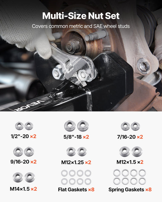 Wheel Bearing Hub Removal Tool Kit, Compatible with All Axle Bolt Hubs 5, 6, 8 Lug Hubs Buster Puller, Universal Wheel Hub Shocker, Wheel Hub Buster Tool with Nuts & Washers for Sedan SUV Truck