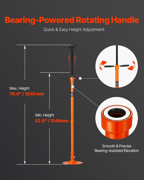 Underhoist Support Stand, 3/4 Ton Capacity Under Hoist Jack Stand, Lifting from 52.8 to 76 in, Self-Locking Threaded Screw, Bearing Mounted Spin Handle Pole Jack, Support Vehicle Components