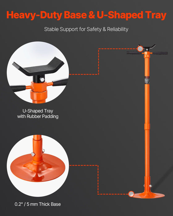 Underhoist Support Stand, 3/4 Ton Capacity Under Hoist Jack Stand, Lifting from 52.8 to 76 in, Self-Locking Threaded Screw, Bearing Mounted Spin Handle Pole Jack, Support Vehicle Components