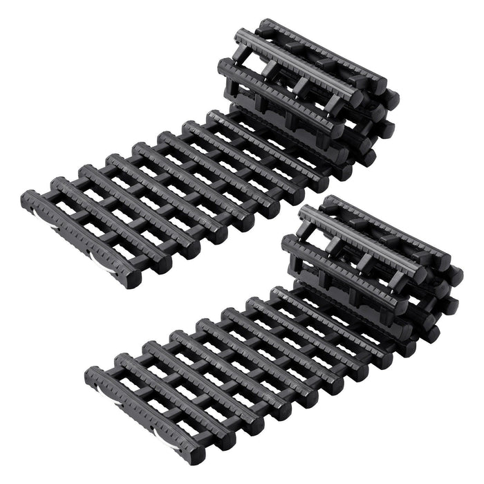 7 TON Traction Boards with TPR Material, Recovery Boards for Off-road Vehicles/Cars/Pickups/SUVs/RVs, Pair Tire Traction Mats on Snow, Sand, Mud and Loose Terrain, Storage Bags, Short, Black