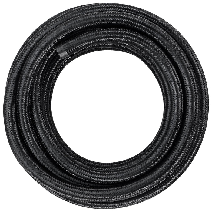 VEVOR 6AN Fuel Line Kit, 7.62 m Fuel Hose Kit, Nylon Stainless Steel Braided PTFE Fuel Line Kit, E85/Oil/Gas/Diesel Hose End Fitting Kit, with 15 PCS Swivel Fitting Adapter Kit, Black