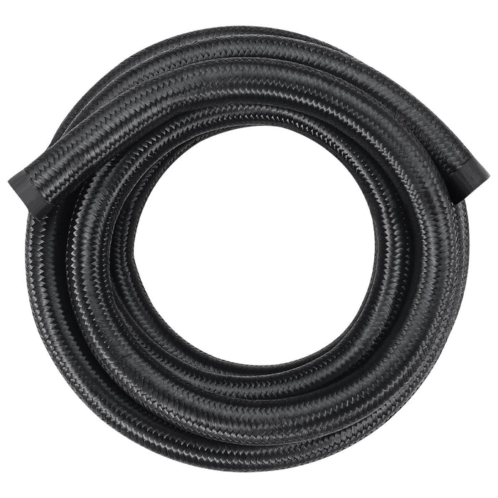 VEVOR 10AN Fuel Line Kit, 3.05 m Fuel Hose Kit, 1.4 cm Nylon Stainless Steel Braided Fuel Line Oil/Gas/Diesel Hose End Fitting Kit, with 7 PCS Swivel Fitting Adapter Kit, Black