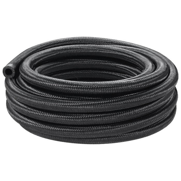 VEVOR 6AN Fuel Line Kit, 6.1 m Fuel Hose Kit, 0.86 cm Nylon Stainless Steel Braided Fuel Line Oil/Gas/Diesel Hose End Fitting Kit, with 12 PCS Swivel Fitting Adapter Kit, Black