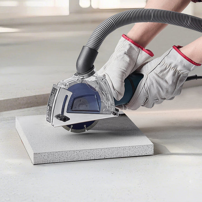 Cutting Dust Shroud for Angle Grinders, 100-125 mm Angle Grinder Dust Shroud with 6 Clamping Washers & 125 mm Diamond Grinding Cup Wheel, Adjustable Cutting Depth, Connect to Vacuum Cleaner
