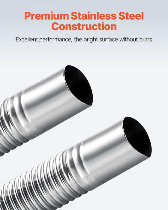 Exhaust Hose, 1980mm Stainless Steel Exhausts Hose, Diesel Heater Flexible Exhaust Pipe with 2 Hose Clamps, Exhausts Hoses Kit Diesel Heater Accessories for 2KW 5KW 8KW Diesels Heaters