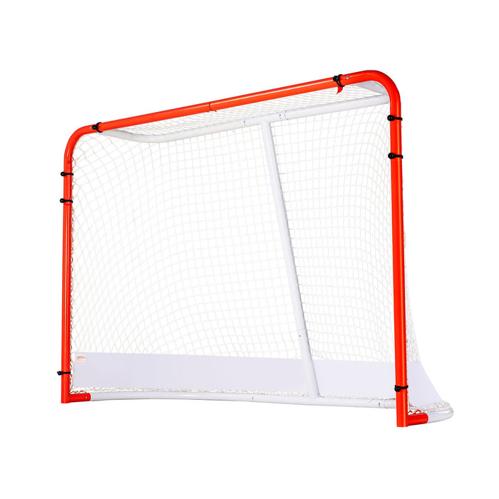 VEVOR Street Hockey Net, Indoor Outdoor Steel Hockey Goal, Official Regulation Pro Hockey Training Goal Set, Portable Hockey Goal with Net, Easy Assemble, 72" x 48", White/Red