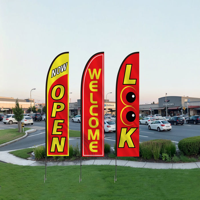 VEVOR Open Flags for Business Advertising Feather Flag Kit Open Look Welcome