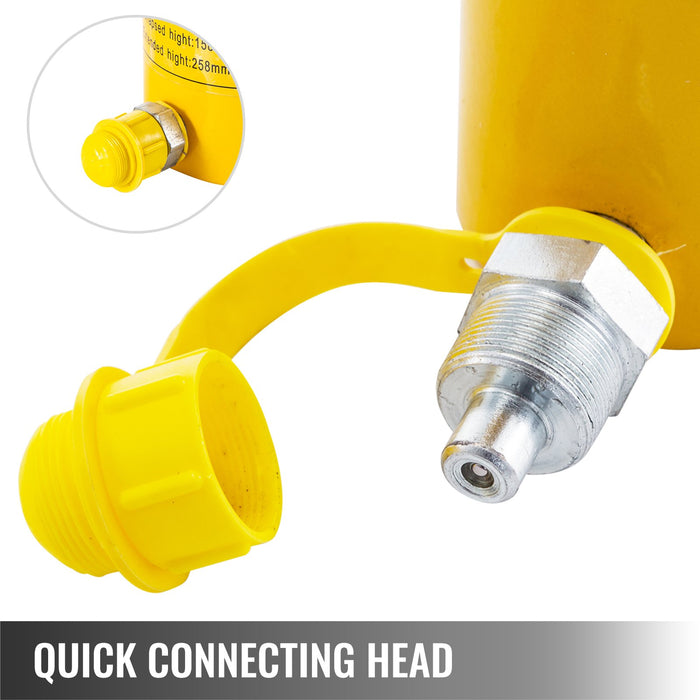 VEVOR Hydraulic Cylinder Jack, 20 Ton Solid Ram Hydraulic Cylinder, 6 Inch Stroke Single Acting Hydraulic Cylinder, with Quick Connector Portable Hydraulic Solid Jack Hydraulic Lifting Cylinders