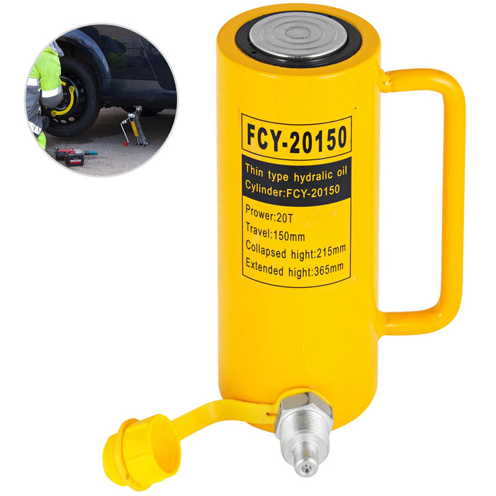 VEVOR Hydraulic Cylinder Jack, 20 Ton Solid Ram Hydraulic Cylinder, 6 Inch Stroke Single Acting Hydraulic Cylinder, with Quick Connector Portable Hydraulic Solid Jack Hydraulic Lifting Cylinders