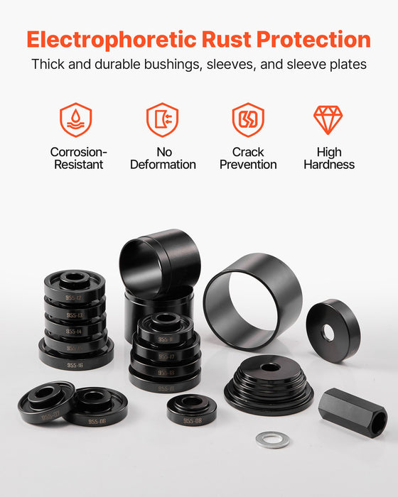 VEVOR Wheel Bearing Press Kit, 23 PCS FWD Bearing Puller Tools, for Front Wheel Drive Bearing Removal and Installation, Wheel Bearing Tool with Sliding Screw, Bushings, Sleeve Plates, Storage Case