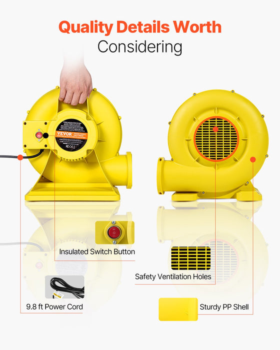 VEVOR Inflatable Bounce House Blower 0.8&1HP 750W for Commercial Bounce House