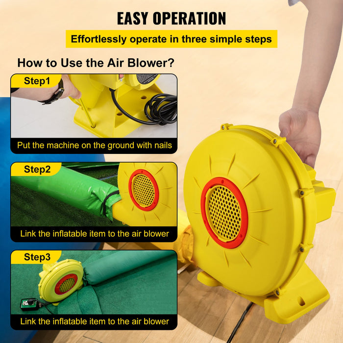 VEVOR Air Blower Pump Fan Bounce House Blower 450W 0.6HP for Inflatable Bouncy