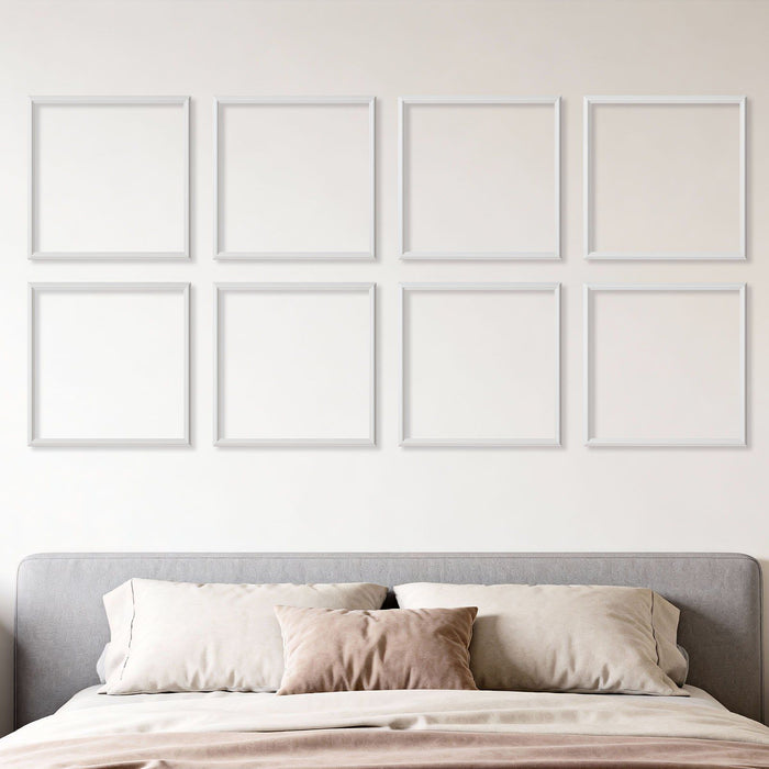 Wall Molding 12 Pack, 51 x 51 cm Wainscoting Panels Kit, Lightweight Paintable Polystyrene, Easy to Install, Waterproof Accent Wall Trim for Interior Décor Living Room, Bedroom, Home, White