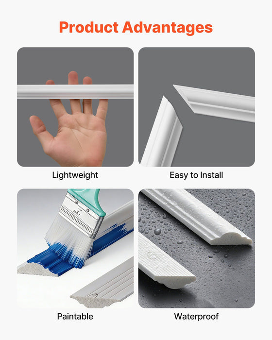Wall Molding 3 Pack, Wainscoting Panels Kit, Lightweight Paintable Polystyrene, Easy to Install Accent Wall Trim for Interior Décor Living Room, Bedroom, Home, White (79x160 + 79x61 cm)