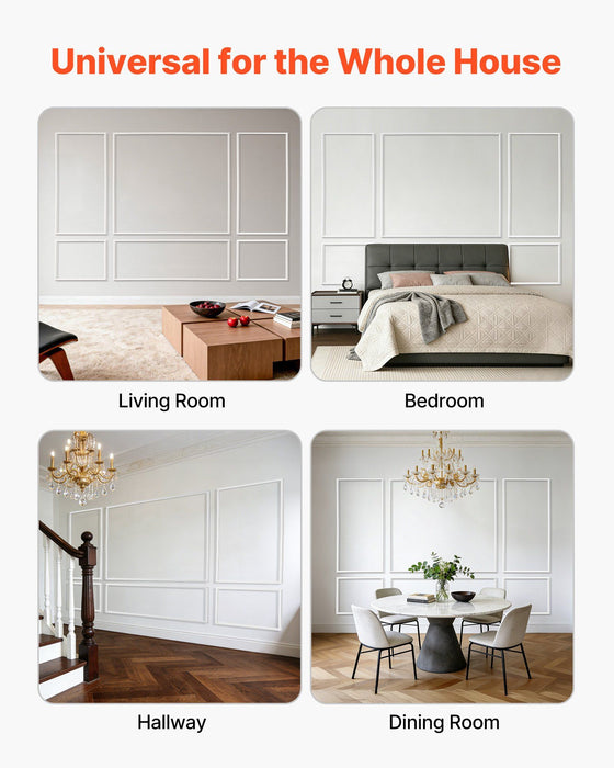 Wall Molding 3 Pack, Wainscoting Panels Kit, Lightweight Paintable Polystyrene, Easy to Install Accent Wall Trim for Interior Décor Living Room, Bedroom, Home, White (79x160 + 79x61 cm)