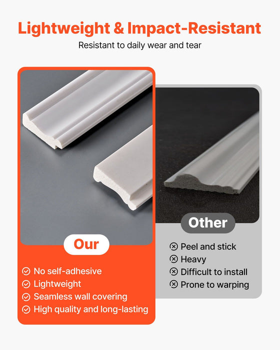 Wall Molding Kit, Wainscoting Panels, Lightweight Paintable Polystyrene, Easy to Install,  Wide & Narrow Accent Wall Trim for Interior Décor Living Room, Bedroom, Home, White (197 x 98 cm )