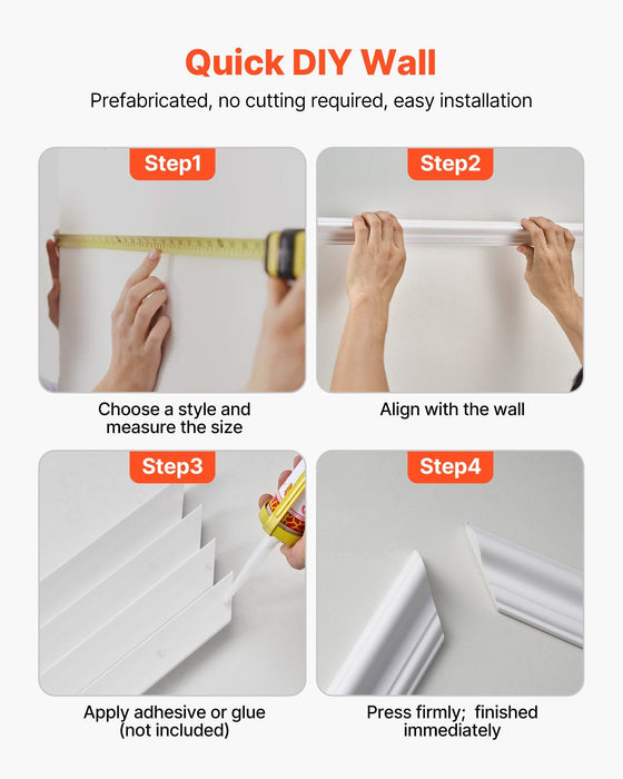 Wall Molding 3 Pack, Wainscoting Panels Kit with Dual-Line Wide & Narrow Profile, Lightweight Paintable Polystyrene, Easy to Install Accent Wall Trim for Interior Living Room, Bedroom,White