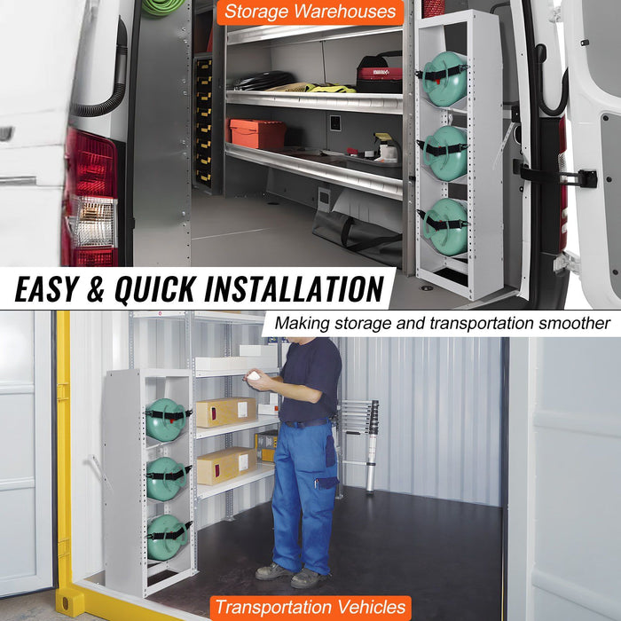 Refrigerant Tank Rack, with 3 x 30-50lb Bottle Tanks, Cylinder Tank Rack 372 × 355 × 1170mm, Refrigerant Cylinder Rack Gas Cylinder Racks and Holders for Freon, Gases, Oxygen, Nitrogen