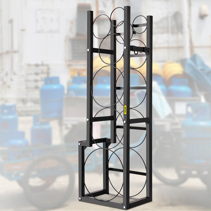 VEVOR Refrigerant Tank Rack Cylinder Tank Rack w/ 1*50lb 2*30lb &3 Small Bottles