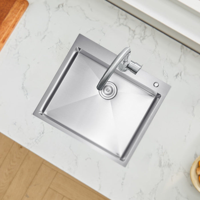 25 inch Kitchen Sink Workstation, 304 Stainless Steel Top Mount Sinks, Drop-In Single Bowl Farmhouse Basin with Accessories, Household Dishwasher Sinks for RV, Prep Kitchen, Laundry Room, Bar