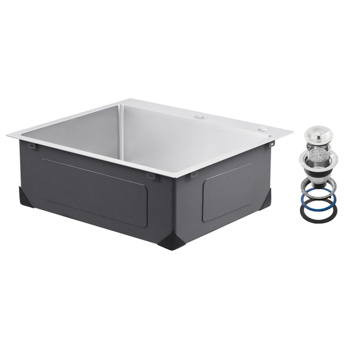 25 inch Kitchen Sink Workstation, 304 Stainless Steel Top Mount Sinks, Drop-In Single Bowl Farmhouse Basin with Accessories, Household Dishwasher Sinks for RV, Prep Kitchen, Laundry Room, Bar