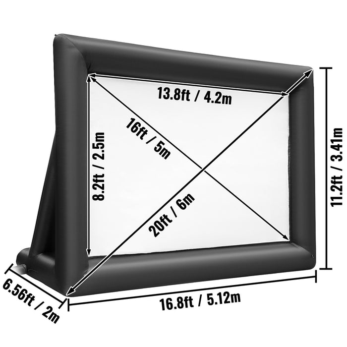 VEVOR 6x4m Inflatable Projector Screen Movie Screen Outdoor Theater w/Blower