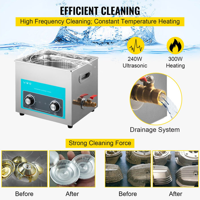 Vevor Ultrasonic Jewelry Cleaner with Heater Timer for Cleaning Eyeglass Rings Dentures Music Instruments