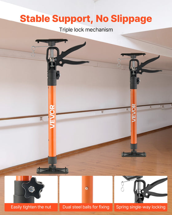 VEVOR Cabinet Jack Support Pole, 2-Pack, 54-155 cm Steel Telescopic Quick Support Rod, Adjustable 3rd Hand System up to 70 kg Capacity for Installing Cabinets, Lifting Drywall, Cargo Bars