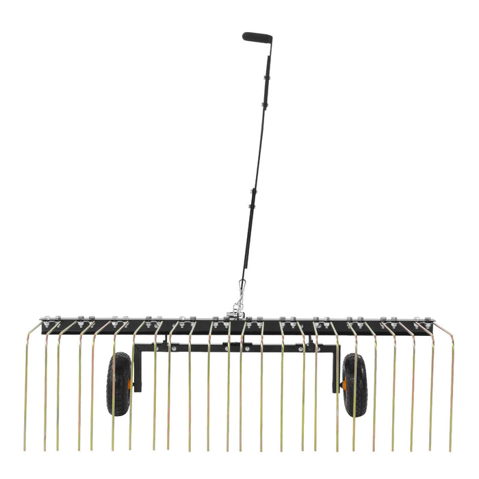 VEVOR Tow Behind Dethatcher, 1.5m Tow Dethatcher with 24 Steel Tines, Lawn Dethatcher Rake for ATV or Mower, Tow Behind Lawn Rake with Lift Handle for Leaves, Pine Needles, and Grass
