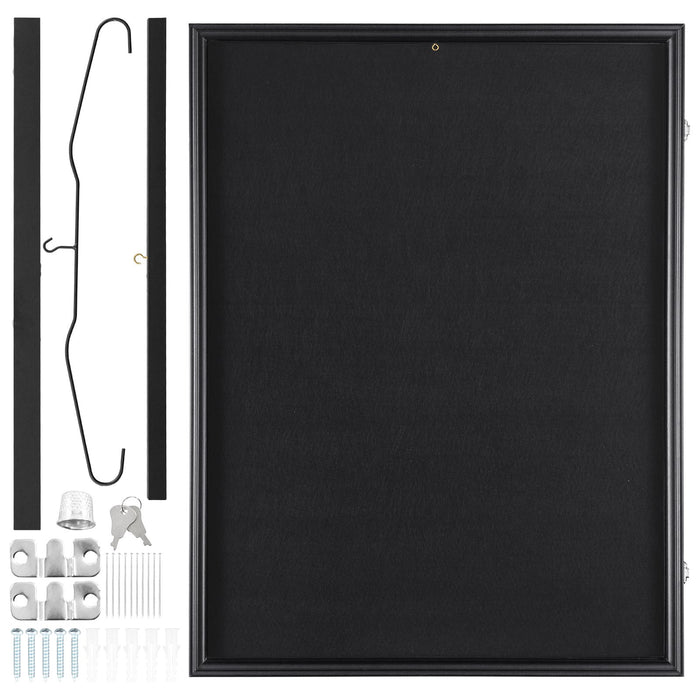 VEVOR Jersey Display Frame Case, 610 x 812 x 40 mm, Large Lockable Sport Jersey Shadow Box with 98% UV Protection PC Glass and Hangers, for Baseball Basketball Football Hockey Shirt and Uniform, Black