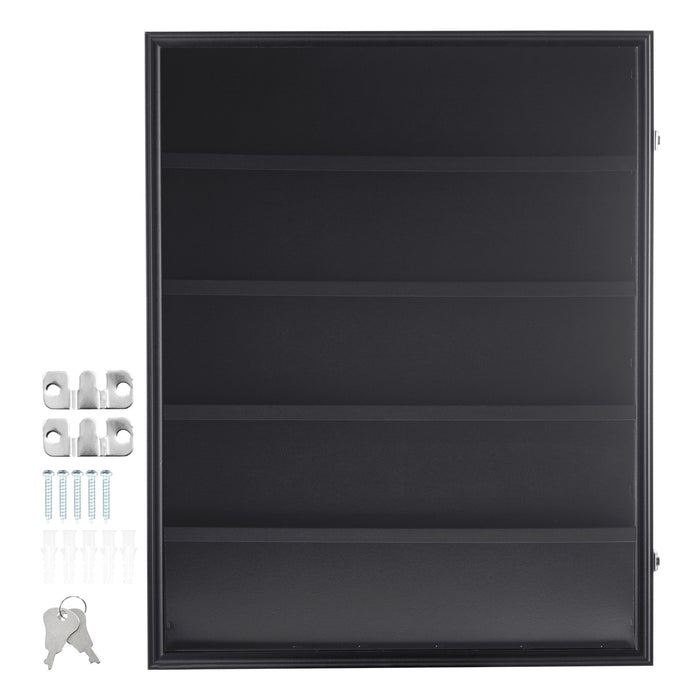 VEVOR 35 Graded Sports Card Display Case, 617 x 775 x 55 mm, Baseball Card Display Frame with 98% UV Protection Clear View PC Glass, Lockable Wall Cabinet for Football Basketball Hockey Trading Card