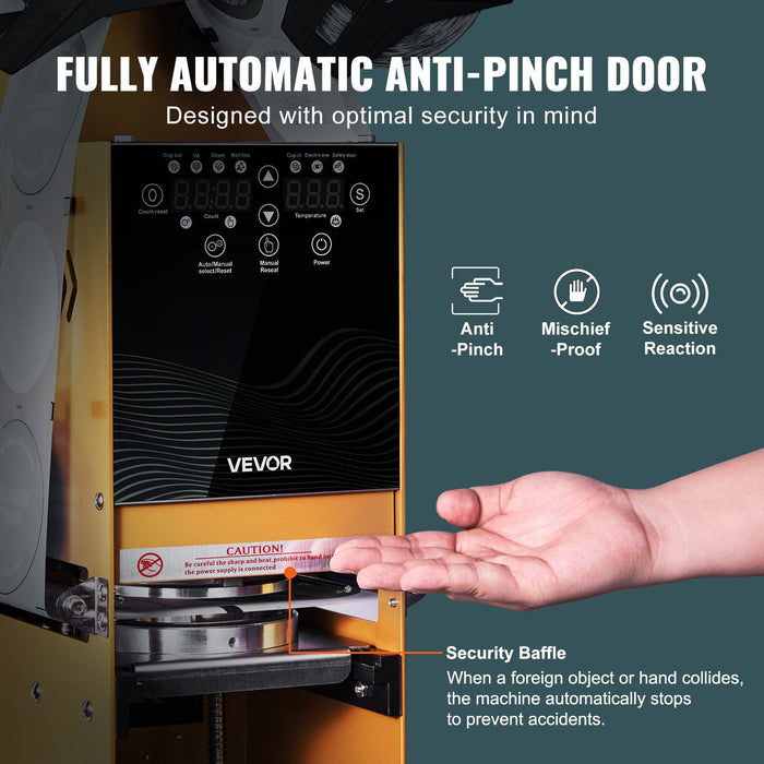 Fully Automatic Cup Sealing Machine, 500-650 Cups/H, Cup Sealer Machine for 180 mm Tall & 90/95 mm Cup, Electric Boba Tea Sealer with Digital Control LCD Panel for Bubble Milk Tea Coffee, Gold