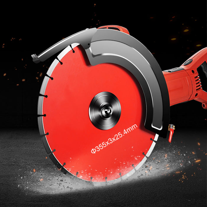 VEVOR Electric Concrete Saw, 14" Concrete Cutter, 1800W Concrete Saw, Electric Circular Saw with 14" Blade and Tools, Masonry Saw for Granite, Brick, Porcelain, Reinforced Concrete and Other Materials